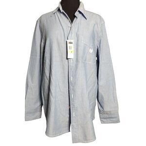 NWT Chaps Blue Cool Cotton Long Sleeve Button Down Logo Pocket Shirt Mens M